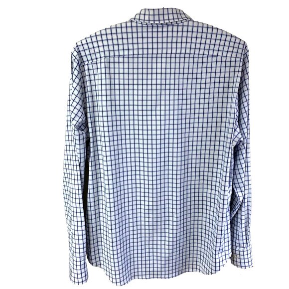 Bonobos Slim Fit White Navy Windowpane Long Sleeve Button Down Shirt - Picture 4 of 11